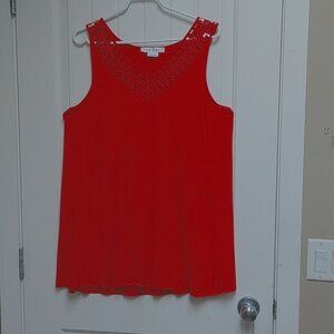 Penningtons In every story dark red sleeves tank top shirt lace